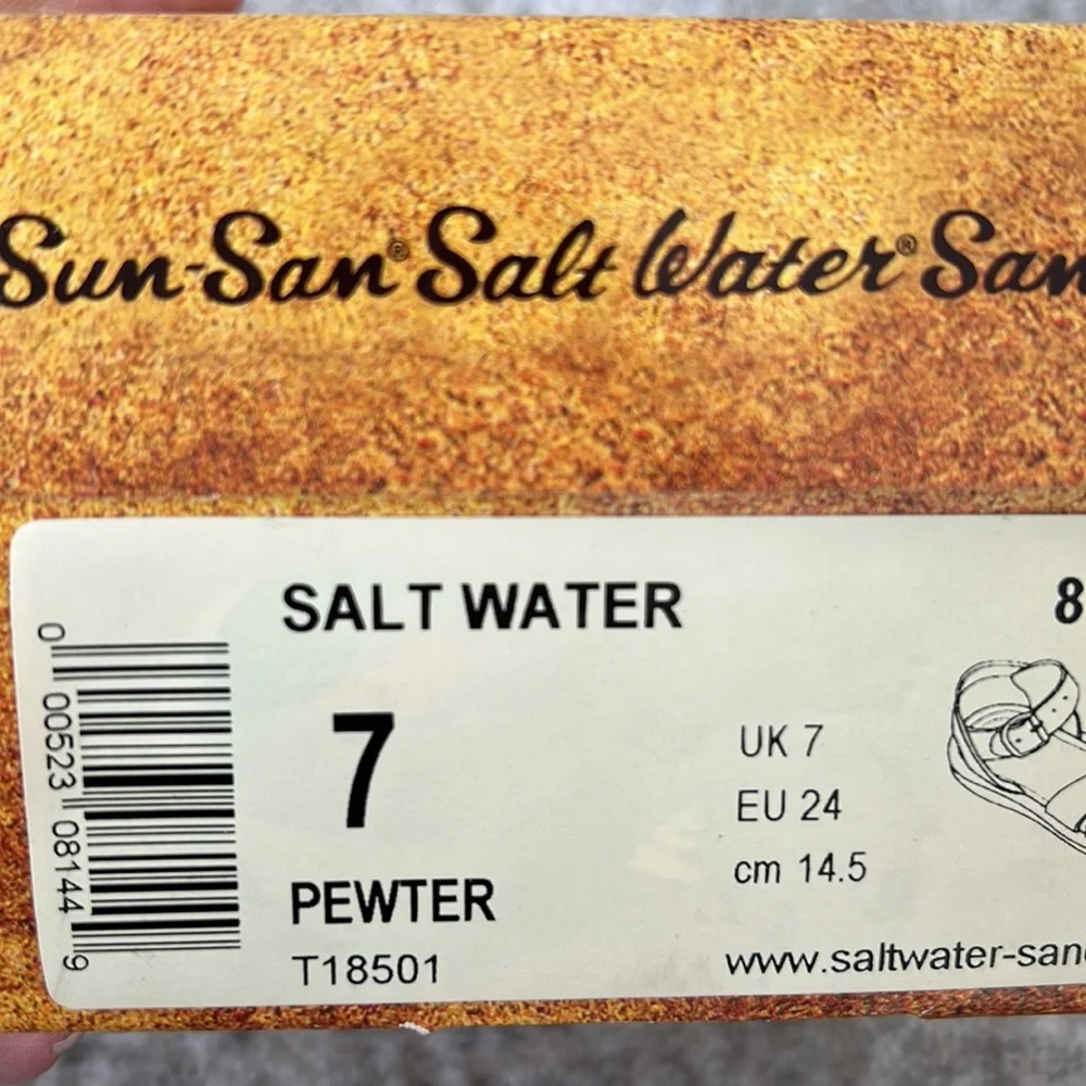AUTH NIB Salt Water the Original Sandal Toddler Little Kids PEWTER